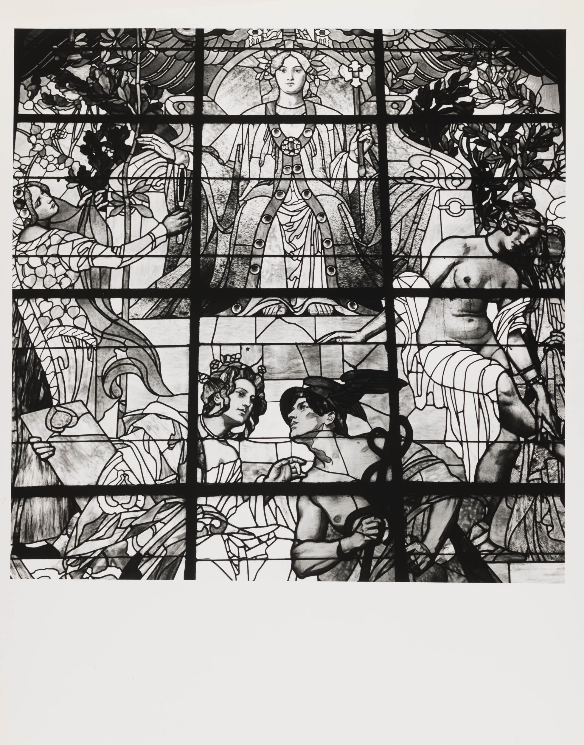 Rudolf Geylings Monumentalfenster "Allegorie der Pharmazie" des glasgedeckten Vestibüls des 1899 erbauten Hauses Neuber