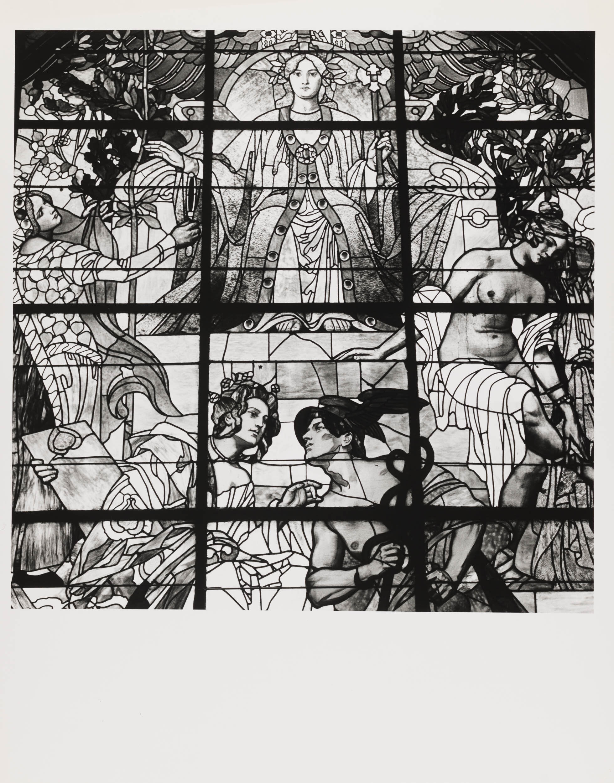 Rudolf Geylings Monumentalfenster "Allegorie der Pharmazie" des glasgedeckten Vestibüls des 1899 erbauten Hauses Neuber