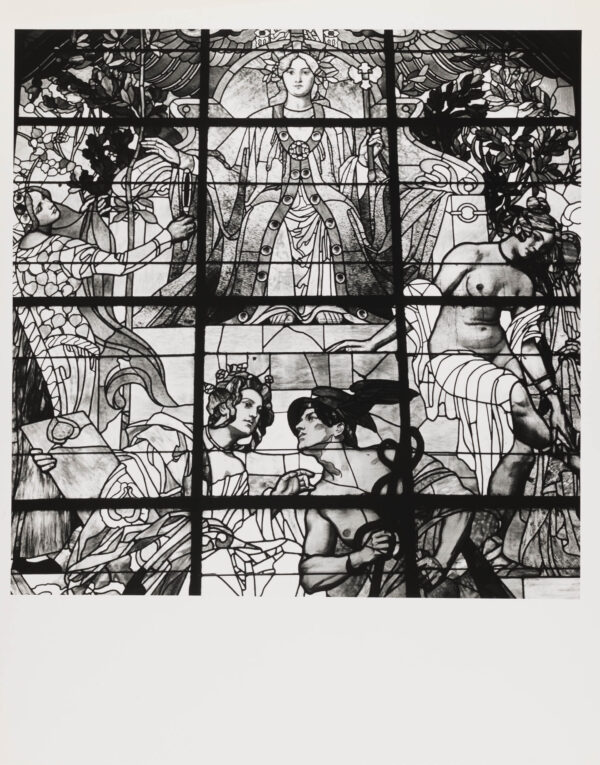Rudolf Geylings Monumentalfenster "Allegorie der Pharmazie" des glasgedeckten Vestibüls des 1899 erbauten Hauses Neuber