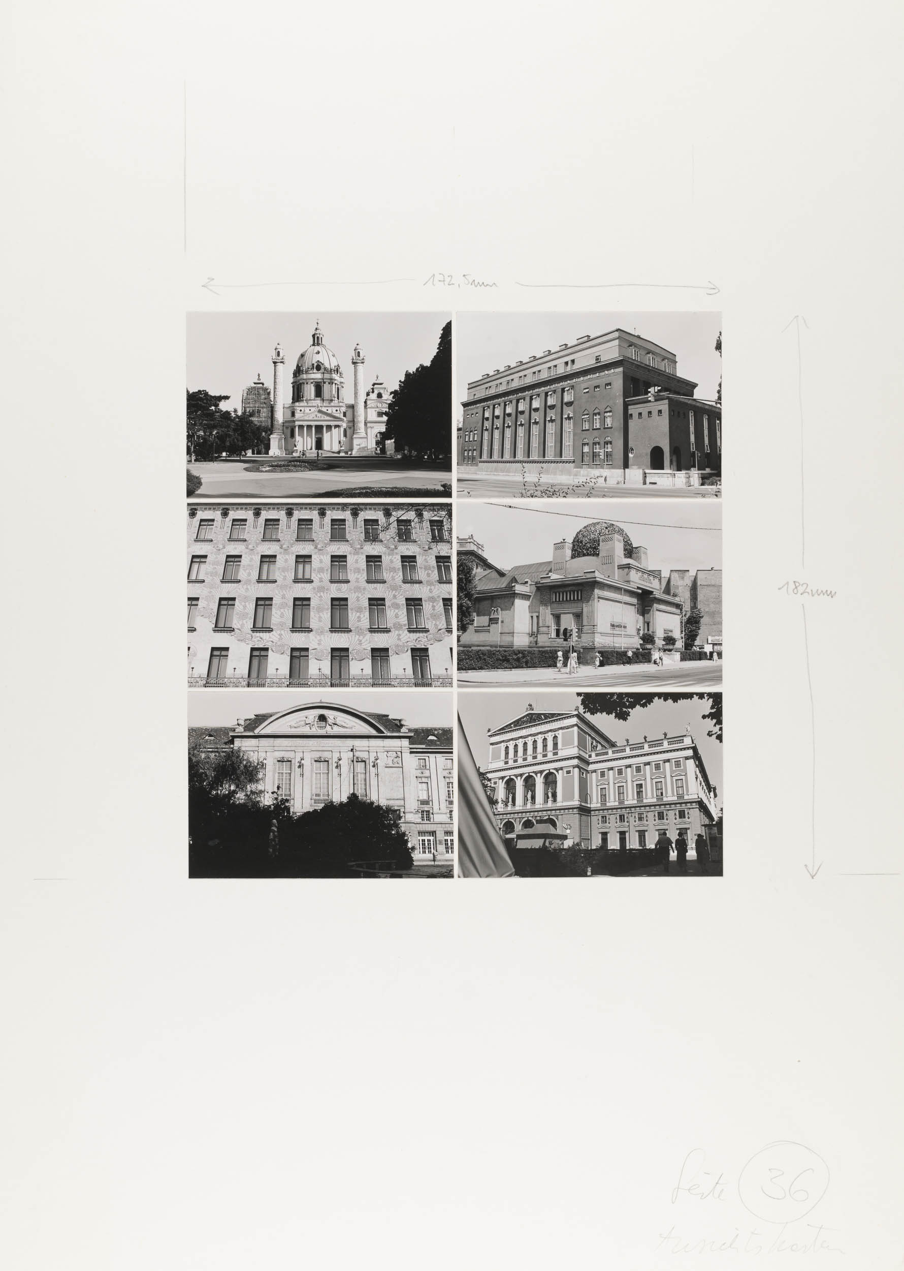 Wientalfassaden auf Ansichtskarten: Karlskirche, Verkehrsbüro, Otto Wagners Majolika-Haus, Secession, Konzerthaus und